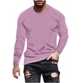 thumbnail image 2 of Zylanna Men's T-Shirts Tee, Stretchy Crew Neck Long Sleeve Solid Color Casual Tops for Man Pink, 2 of 5