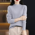 thumbnail image 3 of ManxiVoo Women's Ribbed Knit Turtleneck Sweater Long Sleeve Pullover Basic Top for Fall 2025 Versatile Layering Piece M Size Grey, 3 of 7