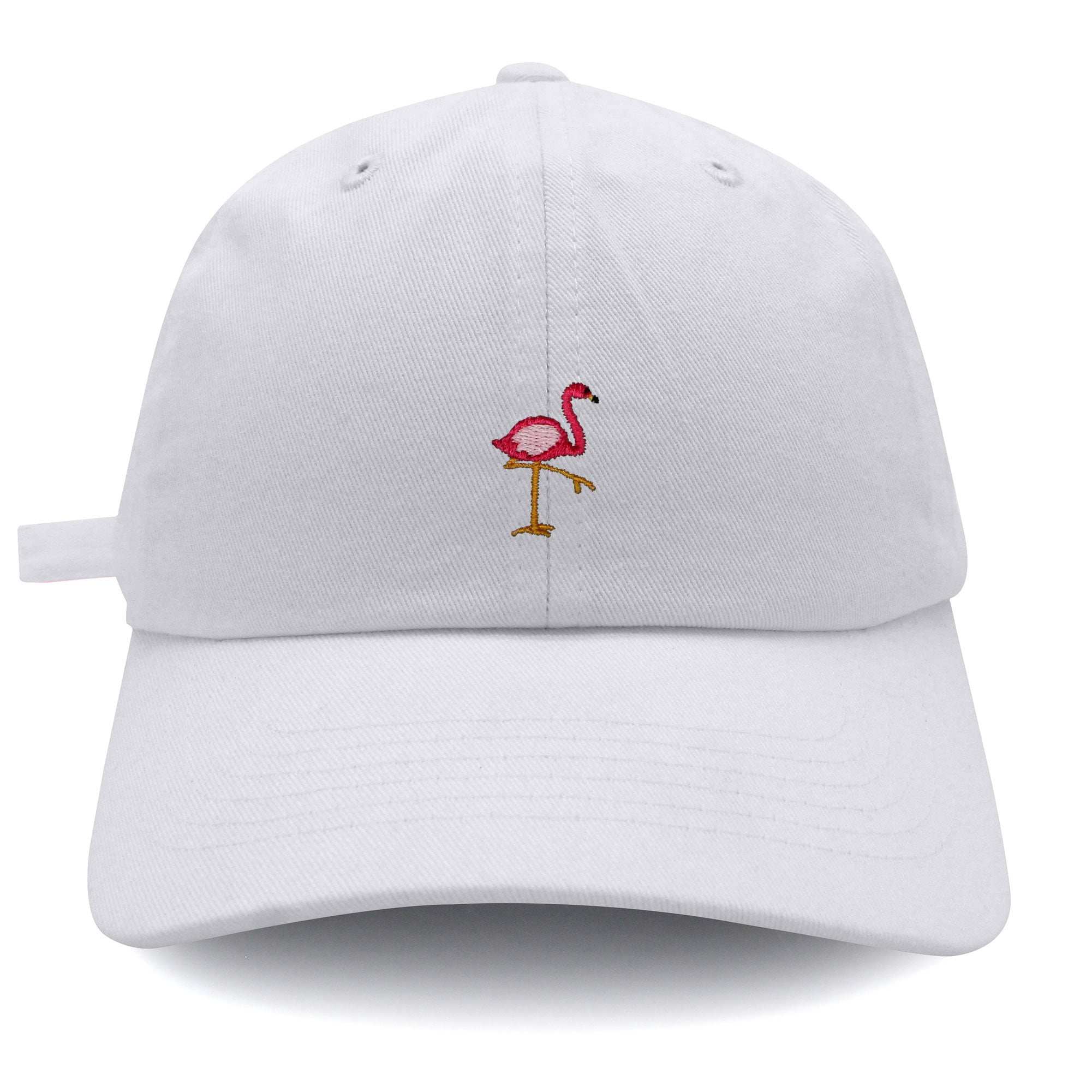 Jpak Flamingo Dad Hat - Bird, Pink, Embroidery, Baseball Cap, Adjustable, Men, Women, Men's, Size: One size, White