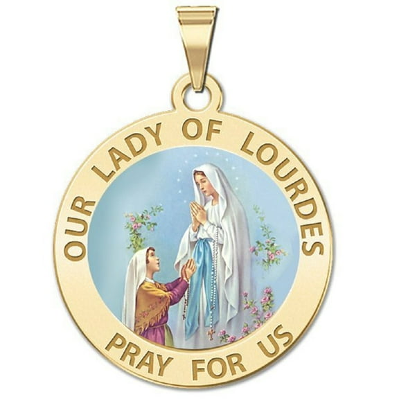 Picturesongold.Com Our Lady Lourdes Religious Medal Necklace Pendants Adult - 2/3 in 14K Yellow Gold