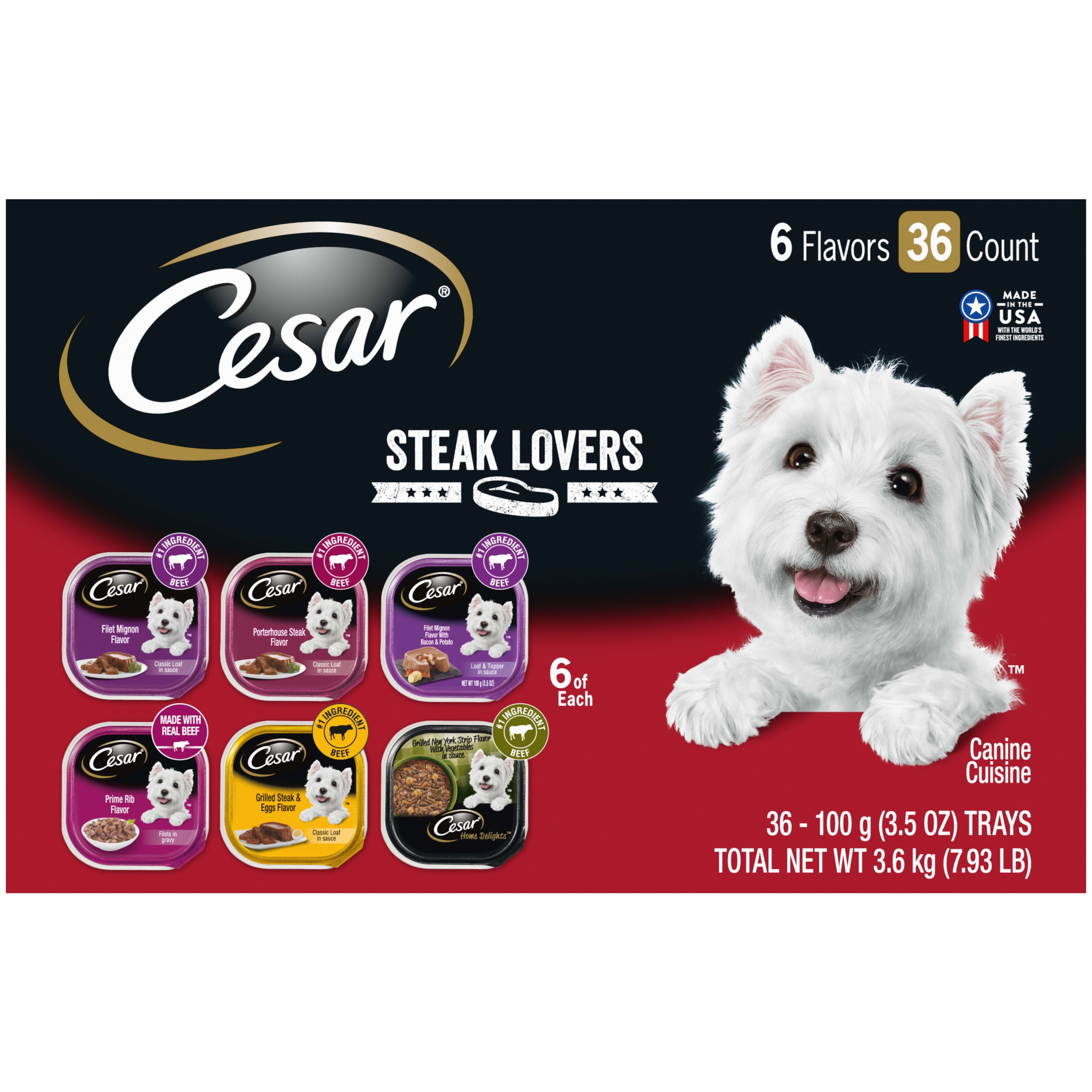 24 Trays Frustration-Free Packaging Cesar Gourmet Wet Dog Food Variety Packs 