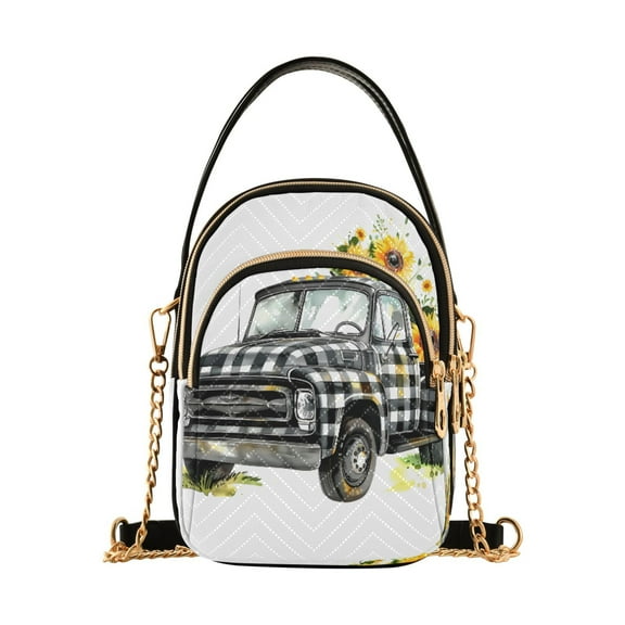 ALAZA Chain Crossbody Bags for Women Sunflowers on Car Shoulder Handbag Phone Purse