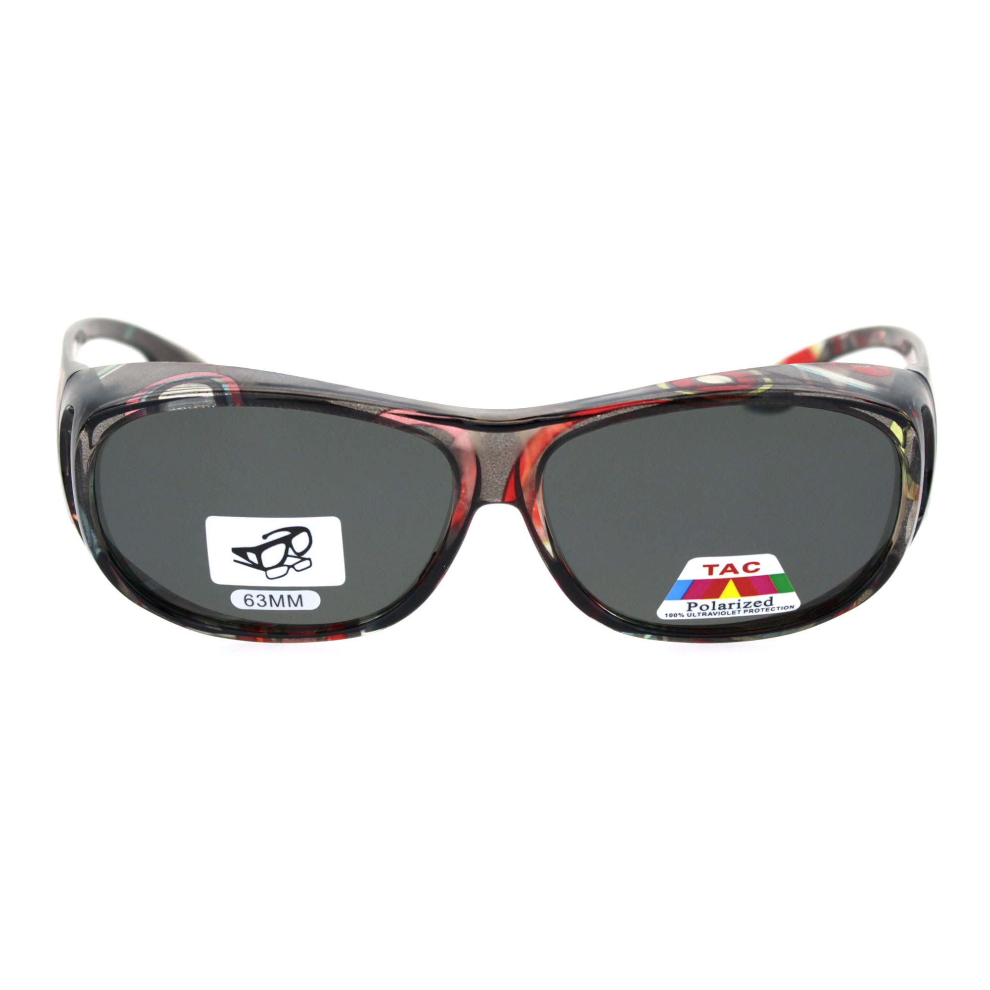Womens Polarized Fit Over Glasses Sunglasses Rhinestone Rectangular Frame