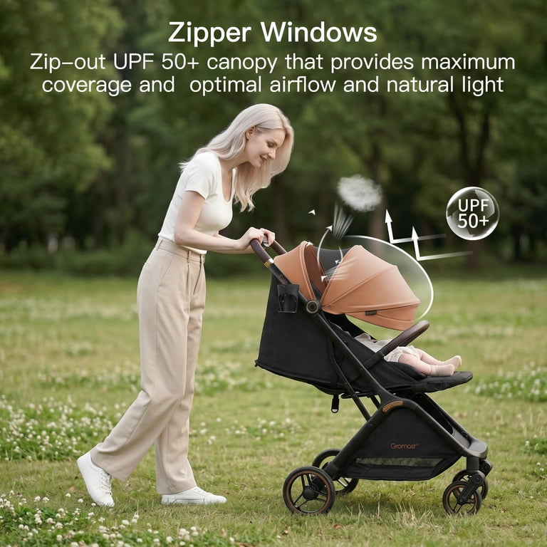 Gromast Gravity Folding Baby Stroller, Lightweight Khaki Travel