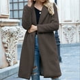 thumbnail image 2 of Vedolay Women Coats Plus Size Button Plush Tops Hooded Loose Cardigan Coat Winter Jacket Coffee,S, 2 of 4