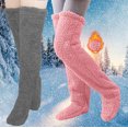 thumbnail image 2 of ICHUANYI Women's 2 Pairs High Fuzzy Socks Over Knee Winter Leg Warmers Plush Slipper Socks For Womens Christmas Home Sleeping Summer 2024, 2 of 3
