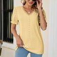 thumbnail image 6 of Mittory Eyelet Tops for Women Trendy Ruffle Trim Puff Short Sleeve Summer T Shirts V Neck Tunic Blouses, 6 of 8