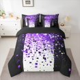 thumbnail image 2 of Manfei Geometric Plaid Grid Boy Girl Bedding Comforter Set 7pcs,Bling Glitter Queen Bedding Sets Super Cozy,Black Purple Queen Sheet Sets,Lightweight Room Decor,Reversible, 2 of 8