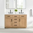 thumbnail image 2 of Pemberly Row 54" Wood Vanity in Light Brown White Engineered Stone Top no Mirror, 2 of 13