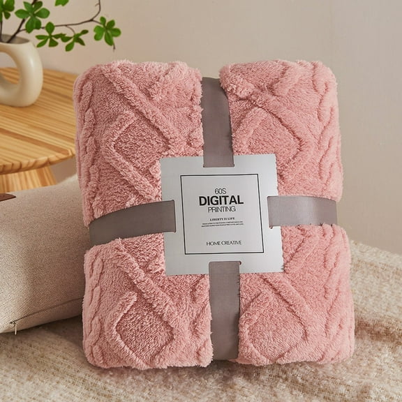 Fleece Blanket Thickened Sofa Blanket Plush Soft Comfortable Bed Blanket Thick Wool Warm Blanket for Autumn and Winter Conditioning Blanket Coral Blanket