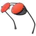 thumbnail image 1 of Gafas de sol Sunier retro redondas steampunk UV400 negras y rojas, 1 of 5