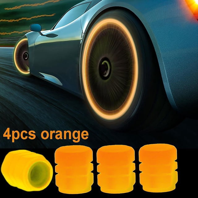 4pcs Car Luminous Tire Valve Caps Fluorescent Night Glowing Motorcycle Bicycle Bike Wheel Tyre Hub Valve Stem Caps Decor 1/ 4pcs
