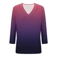 thumbnail image 6 of Womens 3/4 Sleeves Blouse Teen Girls Dressy Gradient Pullover Loose Fit Tops Juniors V Neck Tunic Casual Summer, 6 of 6