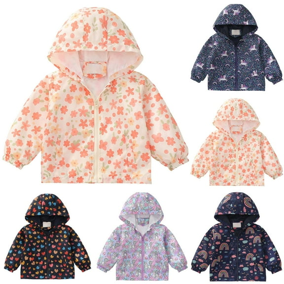 Mepaouo Toddler Jacket Boys Girls Waterproof Windbreaker Kids Cute Outerwear Fall Coat with Zipper Black 2-3 Years