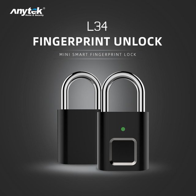 Anytek L34 Smart Fingerprint Candado USB Recargable Cerradura para Puerta Maleta