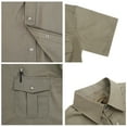 thumbnail image 2 of Coevals Club Men's Summer Short Sleeve Casual Western Solid Plain Snap Buttons Work Shirt (Khaki XXL), 2 of 3