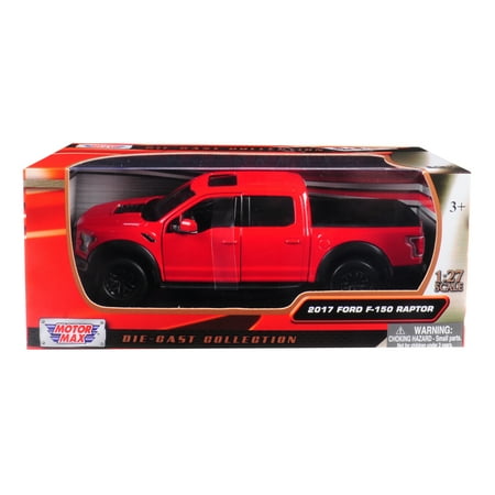 2017 Ford F-150 Raptor Pickup Truck Red with Black Wheels 1/27 Diecast Model Car by