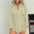 thumbnail image 3 of Diufon Women's Jumpsuit Plus Size Solid Color Rompers Long Sleeve Button Elastic Waist Shorts Playsuit, 3 of 6