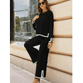 thumbnail image 7 of Women's 2 Piece Outfits Long Sleeve Knit Sweater Set Top Lounge Wide Leg Pants Sets Tracksuits Spring and Autumn, 7 of 7