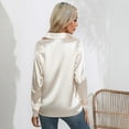 thumbnail image 3 of Women's Satin Silk Long Sleeve Button Down Shirt Formal Work Blouse Top Point Collar Vintage Button Up Shirt Work Office Silky Shirts Tops S-XL, 3 of 9