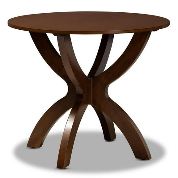 Bowery Hill Walnut Finished 35-Inch-Wide Round Wood Dining Table
