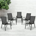 thumbnail image 4 of Flash Furniture 5 Pack Brazos Series Black Outdoor Stack Chair with Flex Comfort Material and Metal Frame, 4 of 16