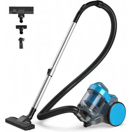 Canister Vacuum Cleaner, TINKLE WELL Bagless Powerful Vacuum with HEPA Filter, Large Dust Cup for Home Floors & Carpet, Blue