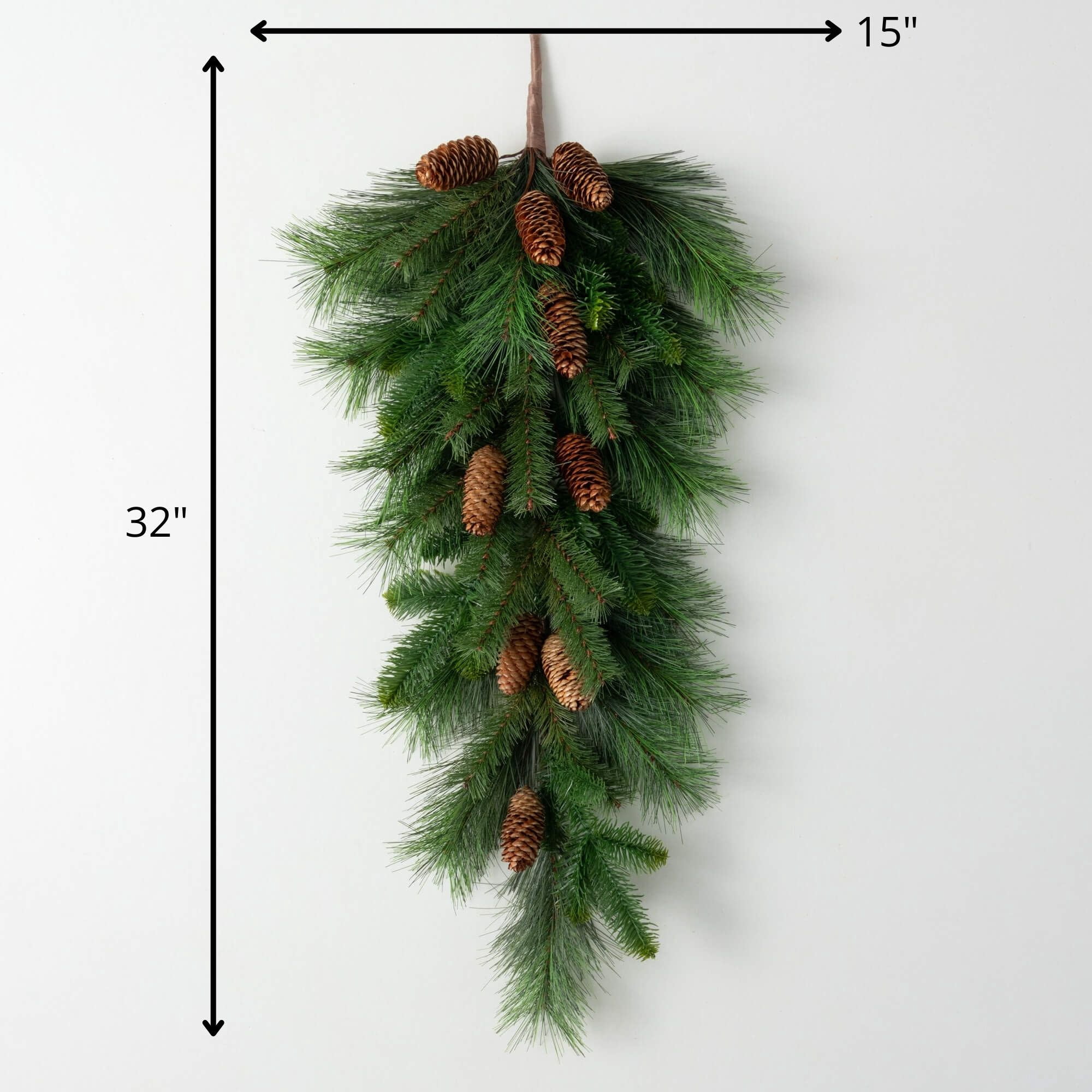 32"H Sullivans Artificial Pine Christmas Swag With Pinecones, Green