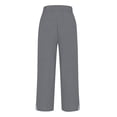 thumbnail image 3 of Chroia Women Plus Size Beach Linen Pants, Elastic Waist Solid Straight Leg Button Slit Cropped Casual Trousers with Pockets, 3 of 9