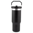 thumbnail image 2 of Termo Doble Pared de Acero Inoxidable con Asa y Popote, Negro, 900 ml, 2 of 4