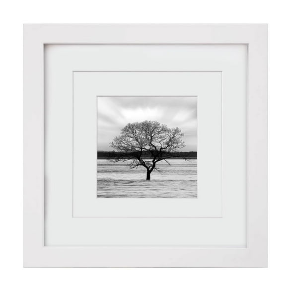 Egofine 8x8 Picture Frame Made of Solid Wood with Plexiglass Display Pictures 4x4/6x6 with Mat or 8x8 Without Mat for Tabletop and Wall Mounting White