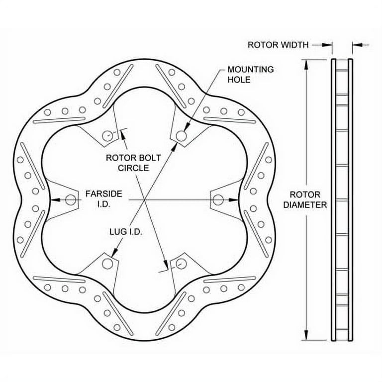 Wilwood Rotor 6bt .780 10.5 x 5. 50in Scalloped / Drilled Wilwood Rotor 6bt .780 10.5 x 5. 50in Scalloped / Drilled