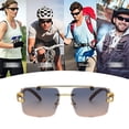 thumbnail image 5 of Gafas de sol retras sin marco del marco del cuadrado del haz doble de las gafas de sol de la cabeza del leopardo, hechas de PC, 5 of 5