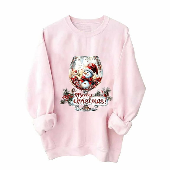 Enjoytime Christmas Sweatshirts for Women Trendy Printed Crew Neck Sweatshirt Fall Winter Casual Long Sleeve Pullover Tops