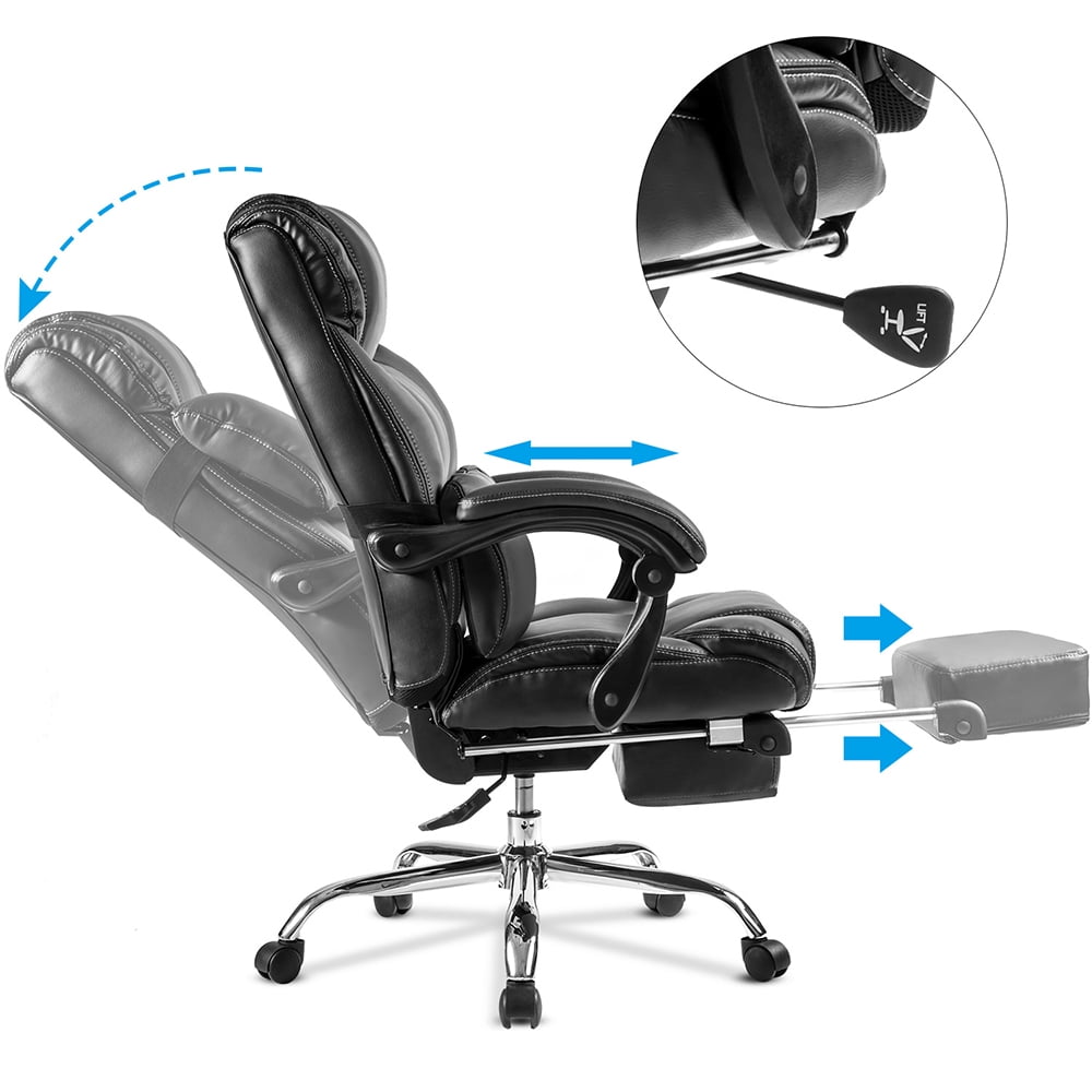 Kepooman PU Leather High Back Office Chair, Mid-Back Executive Conference Task Chair with Arms, Black Kepooman PU Leather High Back Office Chair, Mid-Back Executive Conference Task Chair with Arms, Black