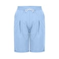 thumbnail image 6 of HongQid Drawstring Rolled Hem Bermuda Shorts for Women, Linen Blend Knee-Length Shorts Summer Daily Wear & Hiking, 6 of 7