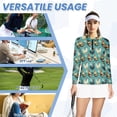 thumbnail image 6 of Uorisanigo Flower Rooster Women's Dry-Fit Golf Polo Shirts Size M Stylish Soft Long Sleeve Golf Polo Shirts Casual Fashion Zipper Neck Tennis Tops for Women, 6 of 7