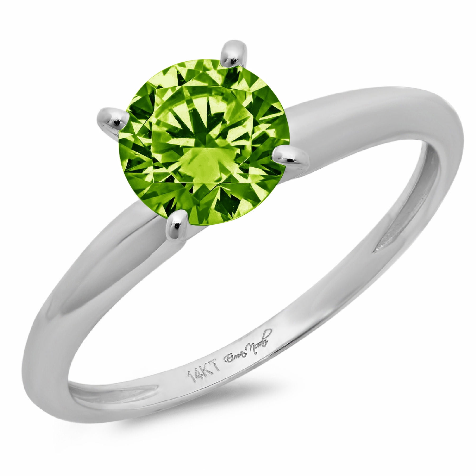 1.00Ct Round White Green Natural Diamond Engagement Band Ring Sterling Silver