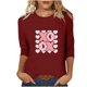 thumbnail image 2 of RKSTN Valentine's Gifts Women's 3/4 Sleeve T Shirts Top Oversized Crewneck Valentines Graphic Print Short Sleeve Shirt Womens Casual Solid Round Neck Loose Three Quarter Sleeve Shirt Spring Clothes, 2 of 7