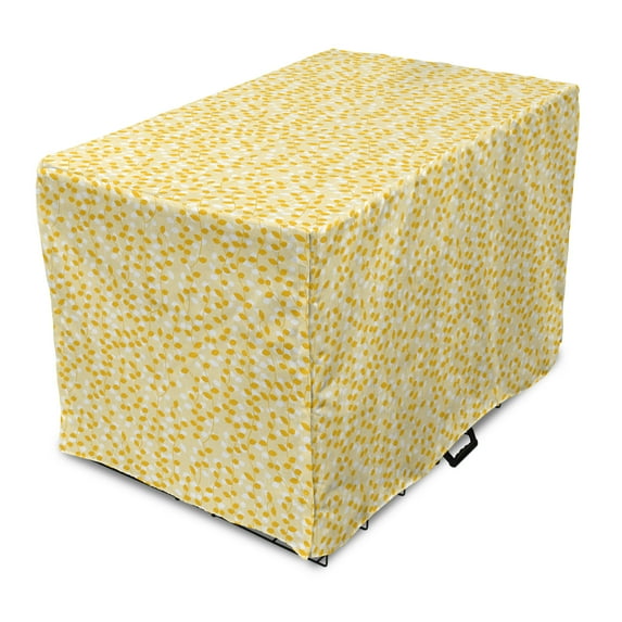 Orange Dog Crate Cover, Fall Season Branches and Leaves Ivy Vine Tree Forest Foliage Pattern, Easy to Use Pet Kennel Cover Small Dogs Puppies Kittens, 7 Sizes, Marigold and Pale Yellow, by Ambesonne
