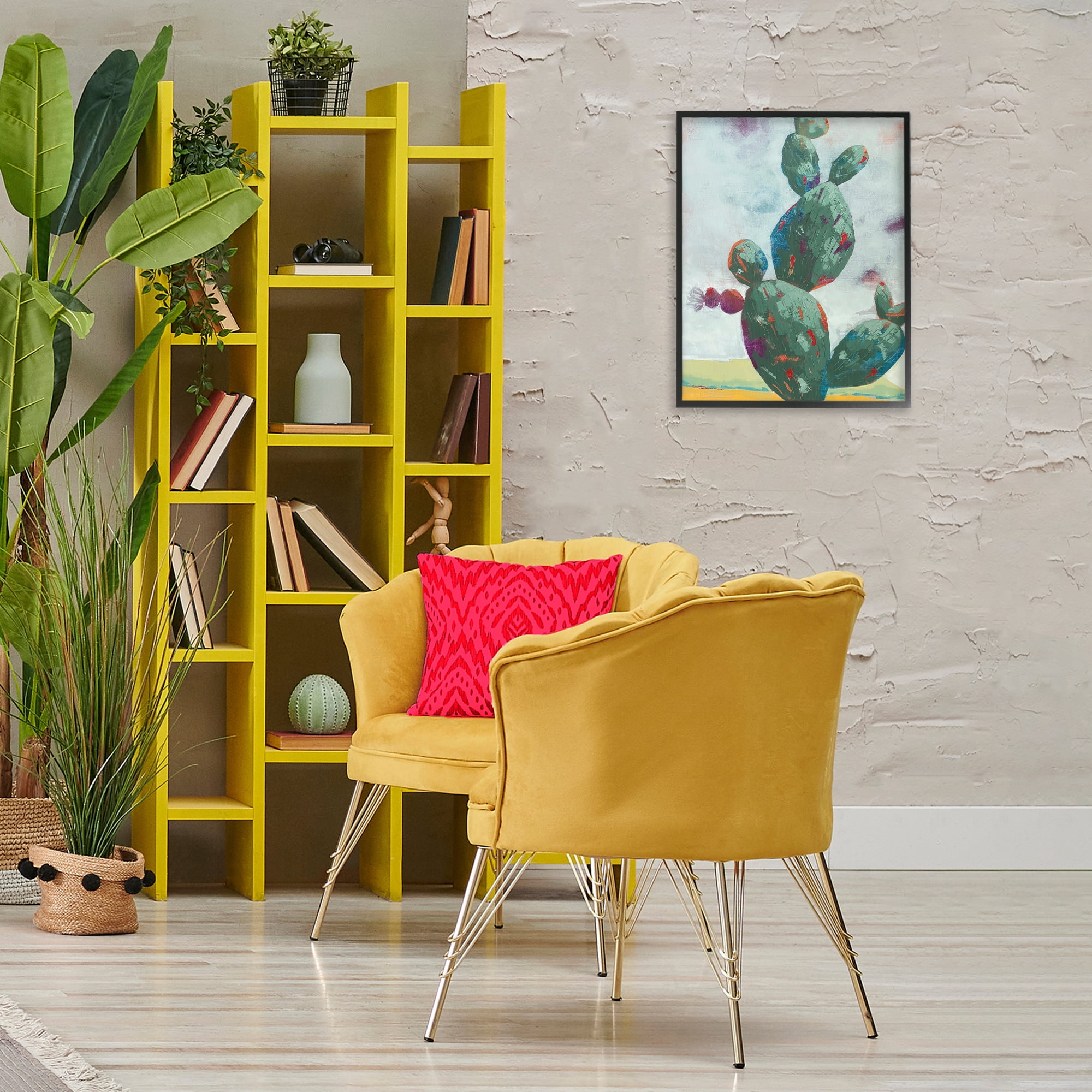 Stand Tall Rounded Cacti Black Framed Giclee Art, design by Dianna Fritzler