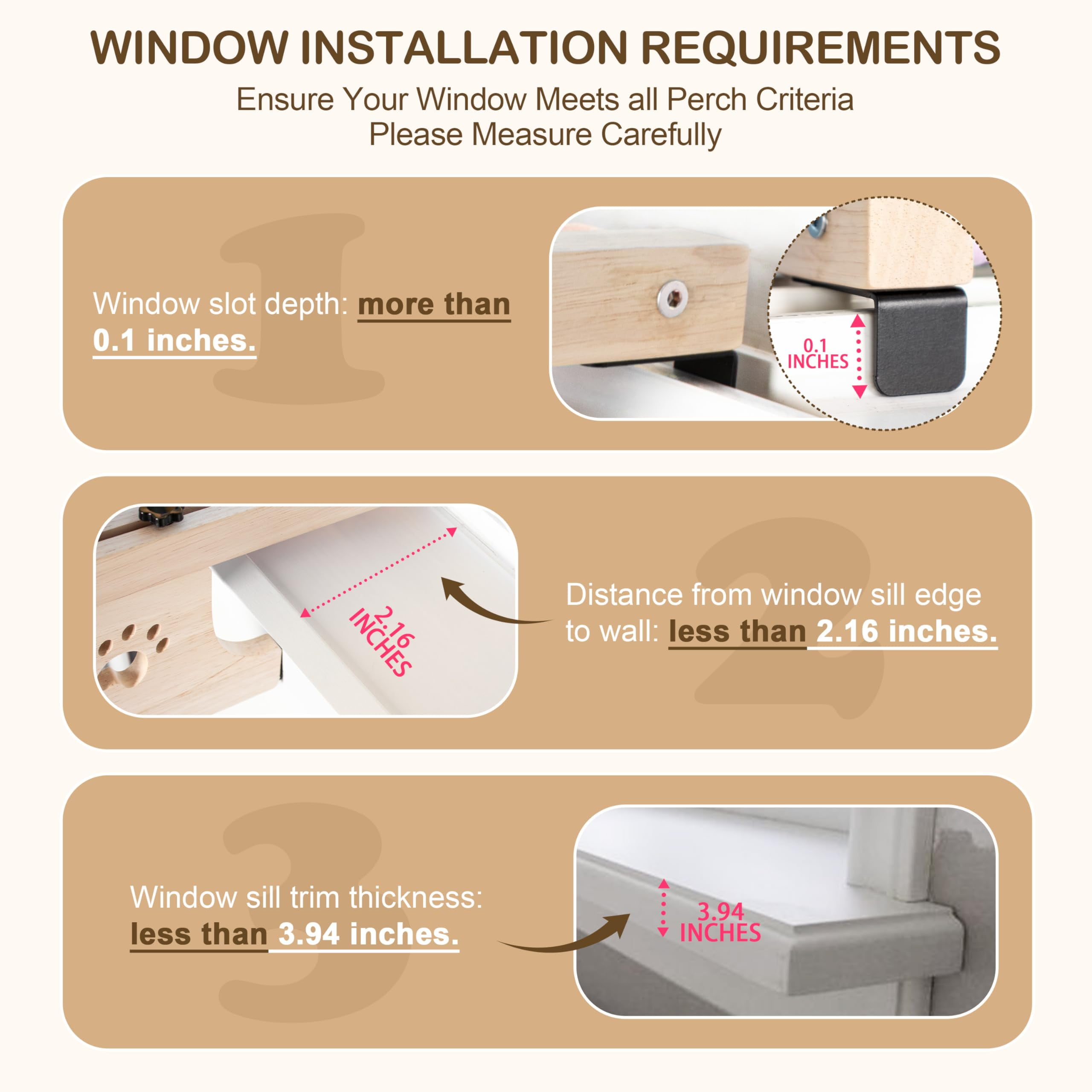 Cat Window Perch for Indoor, Cat Window Hammock Window Perch, Safety Cat Shelves Space Saving Window Mounted Cat Seat (Pink)