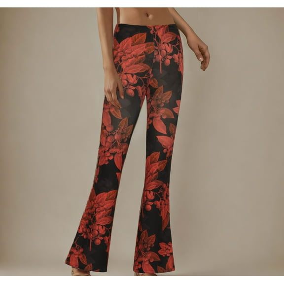 PNTUTB Women's Floral Print Flared Comfoetable Pants Stretch Slim Casual Good Fabric Quality Long Pants