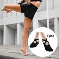 thumbnail image 3 of Calcetines de yoga para mujer agarre antideslizante para barra, ejercicio de fitness, gimnasio, pilates, danza de ballet, entrenamiento descalzo - 3 uds negro BLESIY calcetines de yoga, 3 of 7