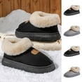 thumbnail image 4 of Xfvqtps Fluffy Slippers for Men Winter Warm Lined Suede Flatform Mini Boots Slip on Furry Cozy Short Ankle Shoes Indoor and Outdoor Plush Shoes Black, 4 of 4