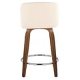 thumbnail image 5 of Mid-Century Modern Counter Stools with Swivel, Set of 2, Cream Faux Leather Upholstery and Walnut Finish, 5 of 5