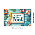 thumbnail image 2 of Tropical Design Pool Party Banner Summer Decoration Striped Background Welcome Sign for Poolside Beach Party Outdoor Event, 2 of 7