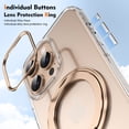 thumbnail image 3 of ELEHOLD For iPhone 13 Case, Ice-Feeling Clear Magnetic Shockproof Case, Mag Safe Compatible, with 360° Rotable Ring Stand, Lens&Screen Protection, Non-Yellowing, Desertgold, 3 of 10