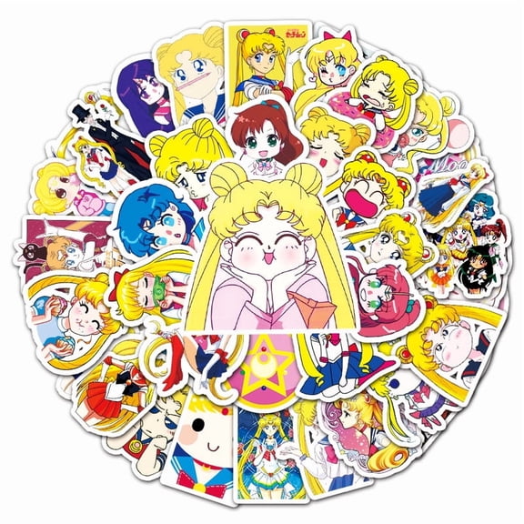 50 Anime Sailor moon Decals Popular Classic Anime Stickers Cartoon Waterproof Vinyl Decals for Water Bottle Laptop Guitar Car Luggage Skateboard Manga Gifts for Teens
