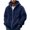 Navy, variant on Mens Plush Robe Hooded Soft Fleece Top Layer, Cozy Loungewear Kimono Style, Unisex Home Wear Shacket, Warm Indoor Robe Alternative, Snug Layer for Chilly Evenings, Navy Xl